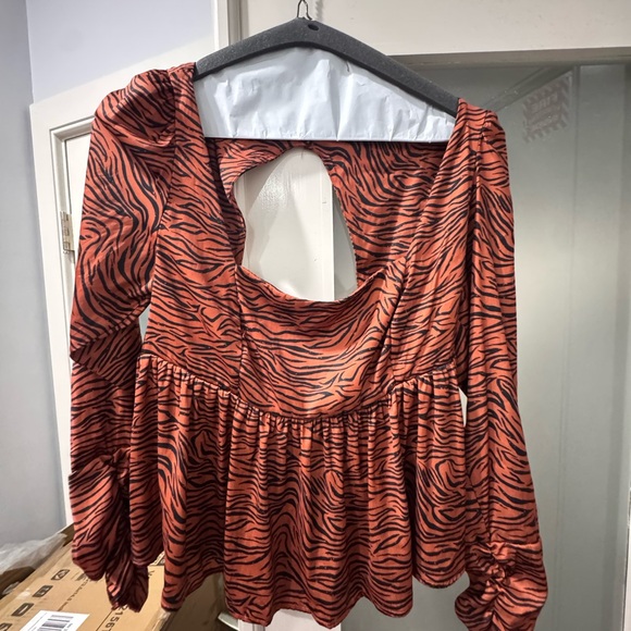Free People Tiger Print Long Sleeve Top - Picture 3 of 3